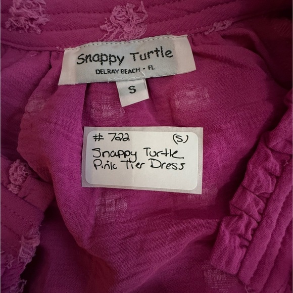 Snappy Turtle Burgundy Ruffle Tier Dress Small - Picture 5 of 8